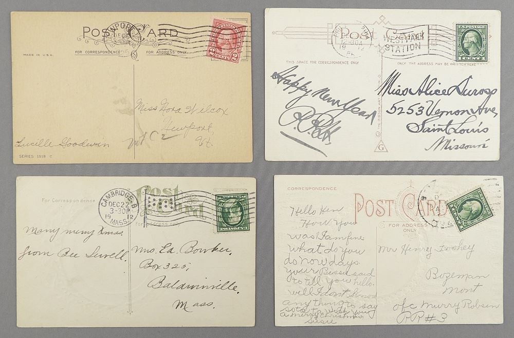 Collection of Stamps: G. Washington: Red 1925 Green 1912 & Undated, B. Franklin Green 1912.: Collection of Stamps: G. Washington: Red 1925 Green 1912 & Undated, B. Franklin Green 1912.