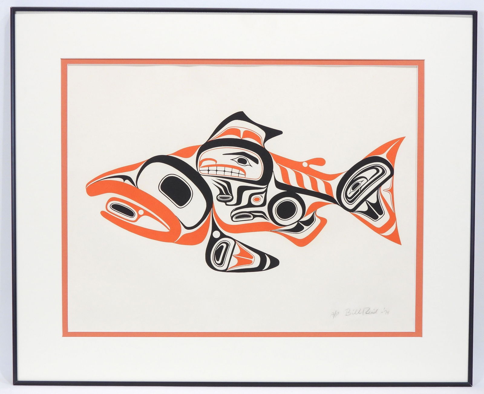Serigraph signed Bill Reid '74, 15 1/2 x 20 1/4", "Haida Dog Salmon" (A/P).: Serigraph signed Bill Reid '74, 15 1/2 x 20 1/4", "Haida Dog Salmon" (A/P).
