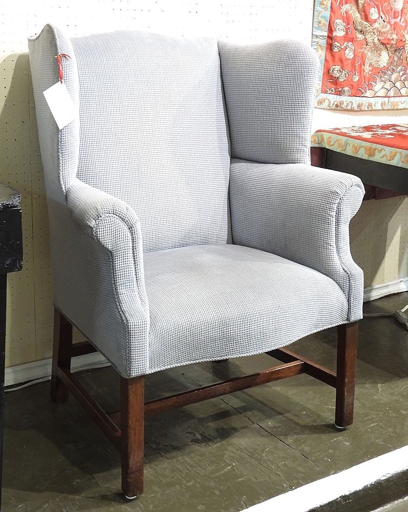 Period Thomas Chippendale Wingback Armchair C.1760 with Newer Upholstery.: Period Thomas Chippendale Wingback Armchair C.1760 with Newer Upholstery.