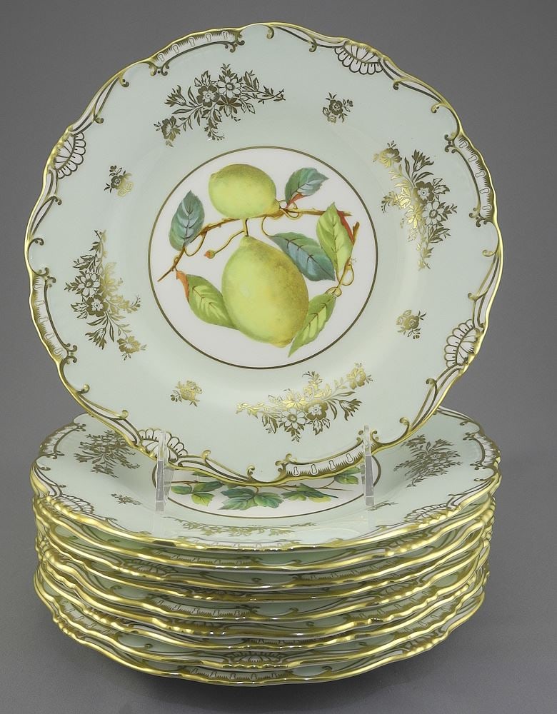 Ten Minton Bone China "Fruits" Cabinet Plates, signed Variously, 8 Holland/1 Colclough/1 PG. (1 of 8)