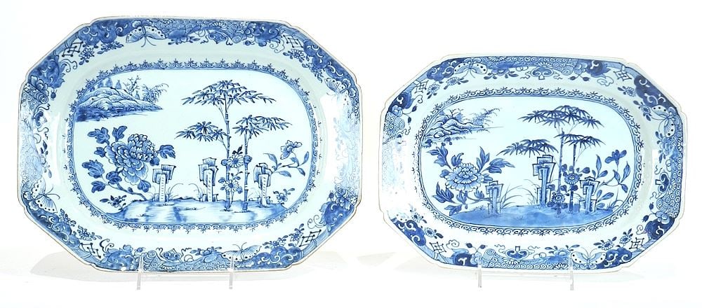 Two Chinese Export Porcelain Platters, 12 1/2 & 14"L. (1 of 7)