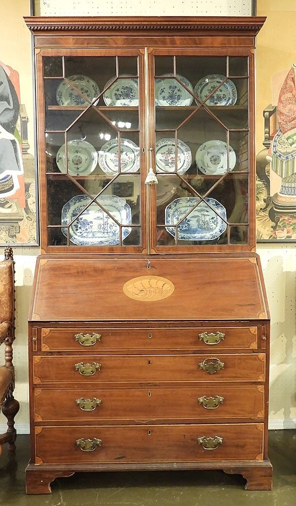 19th C. English Mahogany Astragal Glazed Secretary Bookcase. (1 of 6)