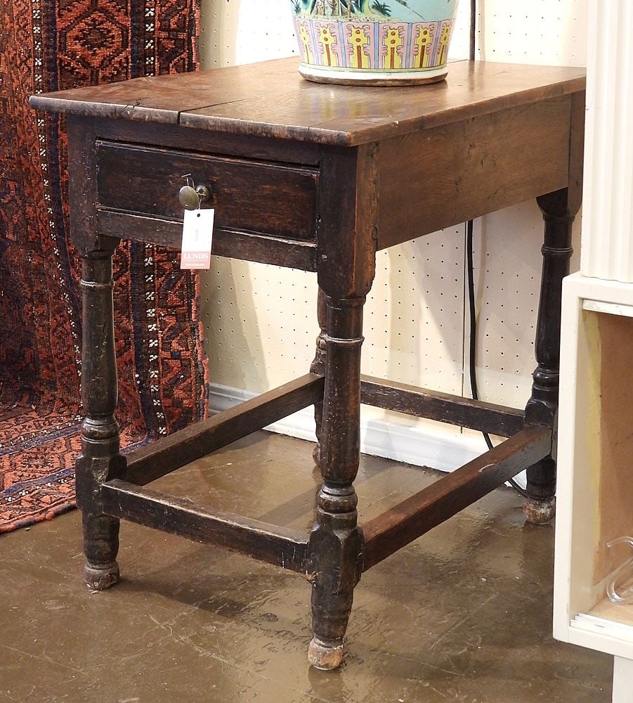 Georgian Oak Side Table with One Drawer, 27 x 18 x 25 1/2"h. (1 of 3)