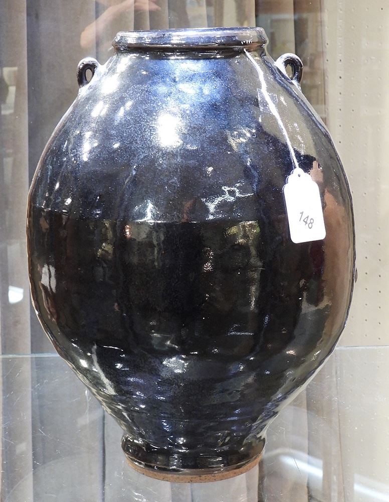 Yukon Black Stoneware Vase Attrib. to Wayne Ngan, 13"h.: Yukon Black Stoneware Vase Attrib. to Wayne Ngan, 13"h.