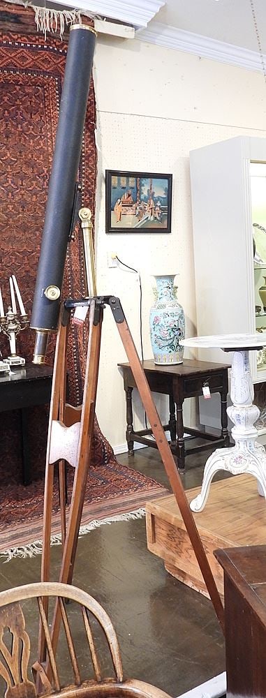 Broadhurst Clarkson & Co. London Brass Telescope (40"L) & Tripod. (1 of 4)