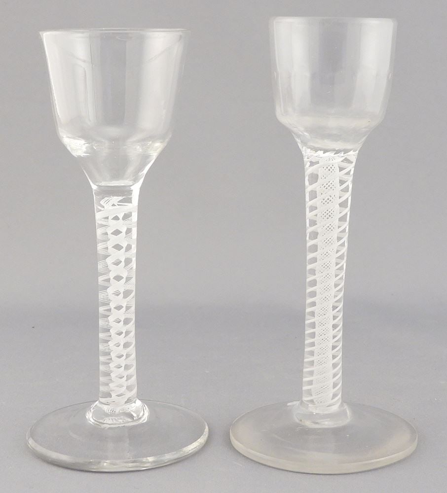 Two Georgian Double Twist Wine Glasses, 5 5/8 & 5 3/4"h. (1 of 4)
