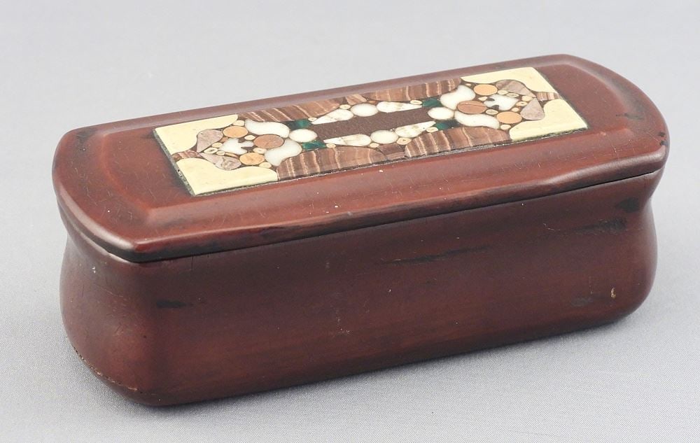 19th C. Snuff Box with Pietra Dura Cover, 4 1/2"L. (1 of 6)