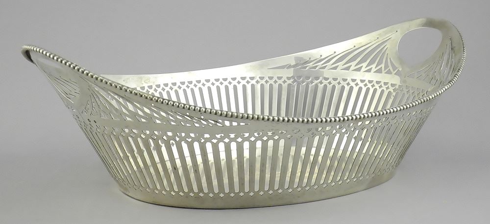 Dutch Silver (marked) Bread Basket, 11"L, 292g.: Dutch Silver (marked) Bread Basket, 11"L, 292g.