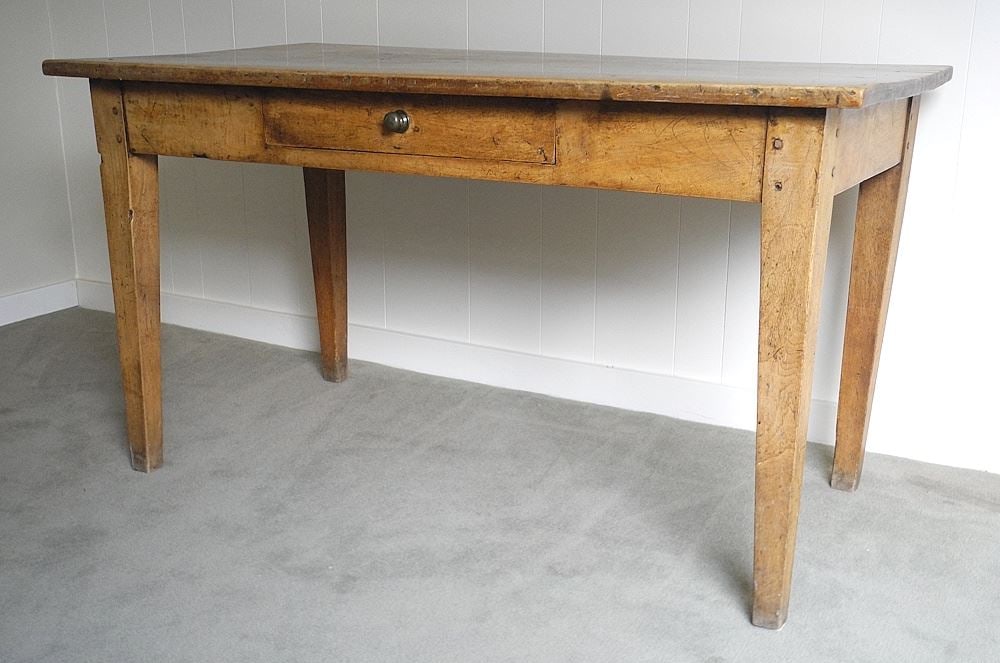 Georgian Elm Table with One Drawer & Tapered Legs, 52 1/2 x 27 1/4 x 28 1/2"h. (1 of 10)