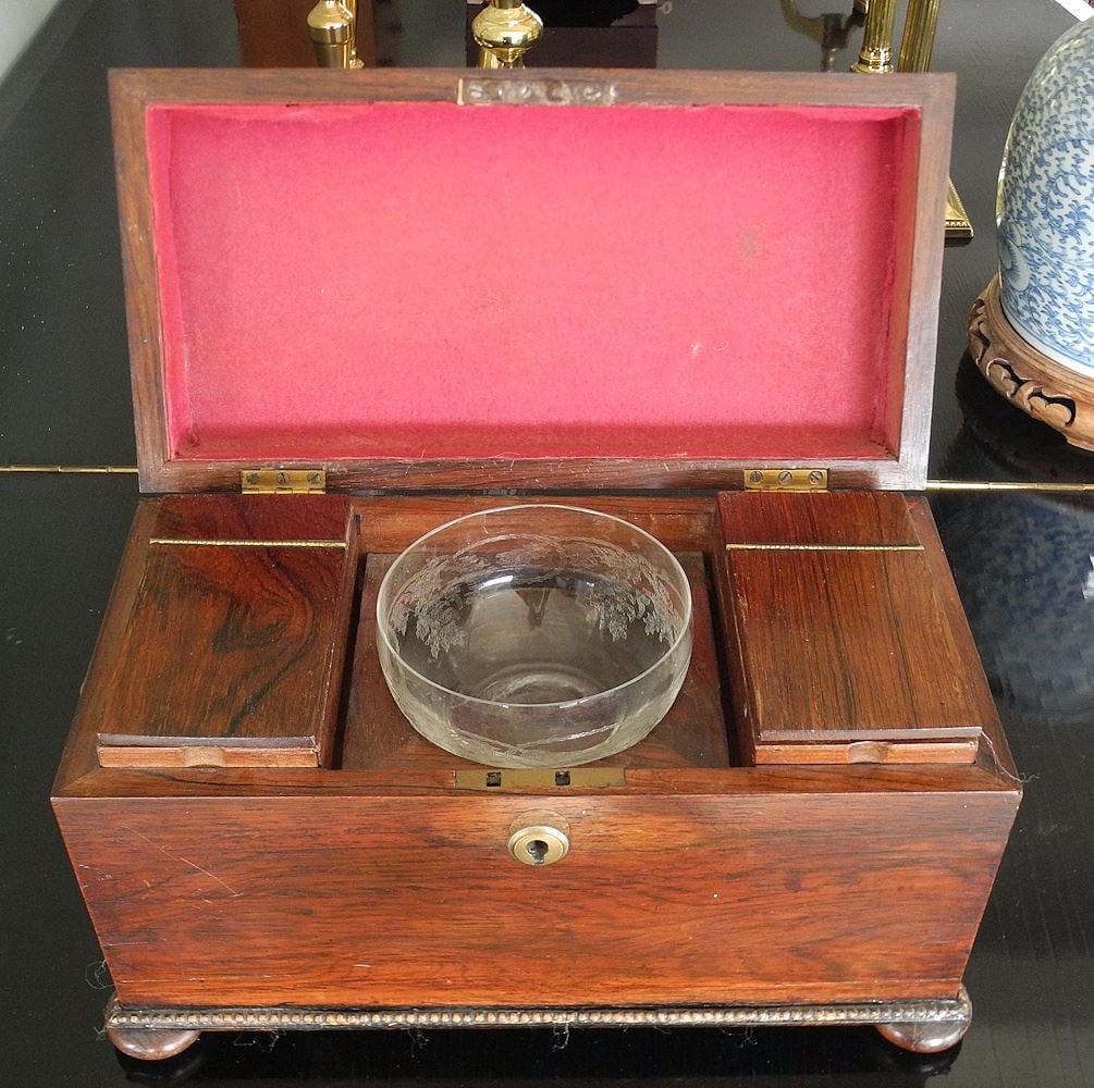 Victorian Sarcophagus Rosewood Tea Caddy, 13 x 6 1/2 x 8"h. (1 of 8)