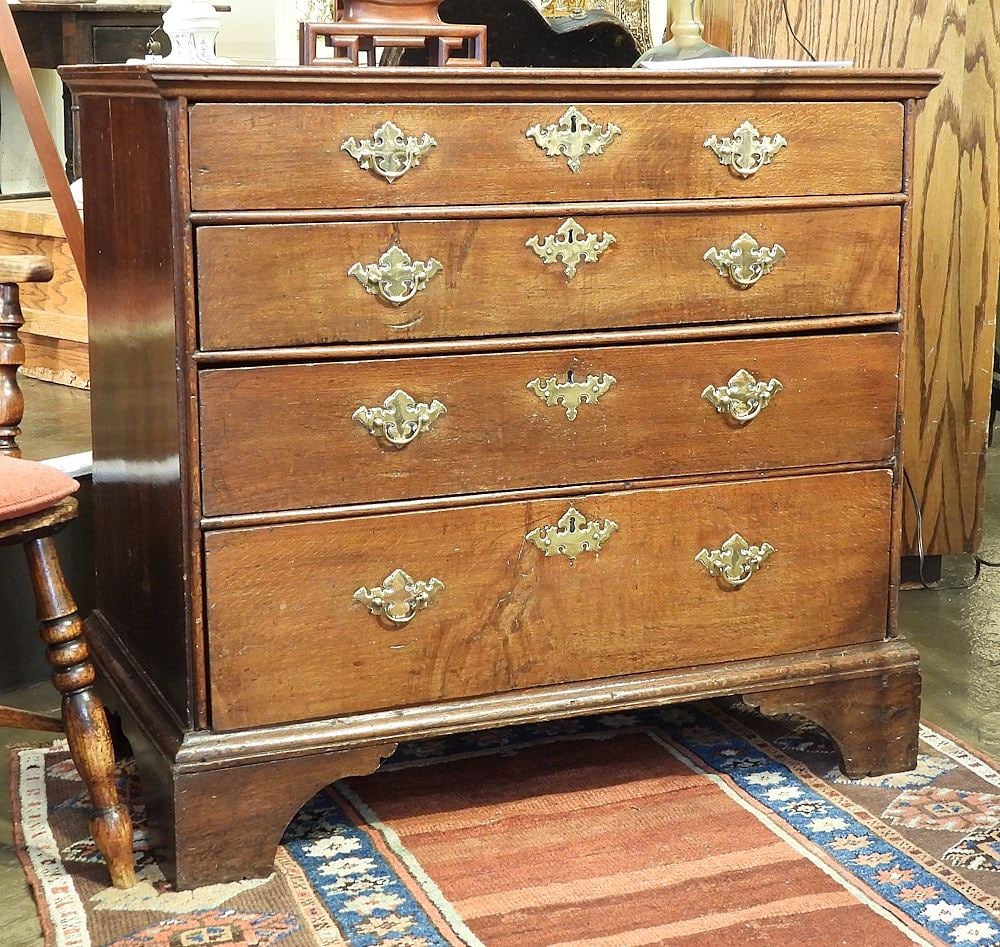 Georgian Oak Chest of Drawers, 35 x 38 x 20 3/4". (1 of 5)