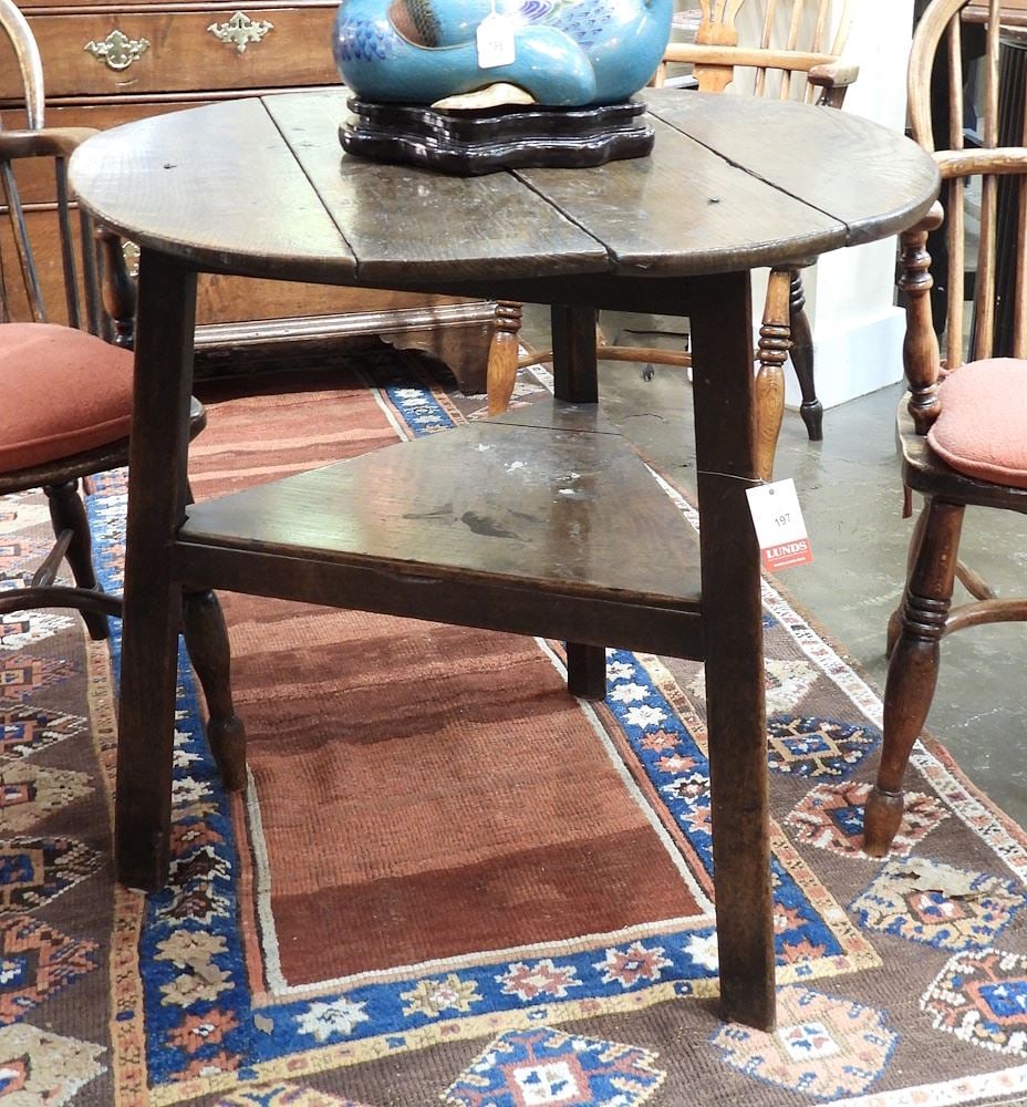 18th C. Oak Two-Tier Cricket Table, 31 1/4 x 28 3/4"h. (1 of 3)