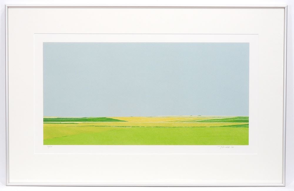 Lithograph signed (Takao) Tanabe '74 , 13 3/4 x 26", "The Land-Spring". (1 of 6)