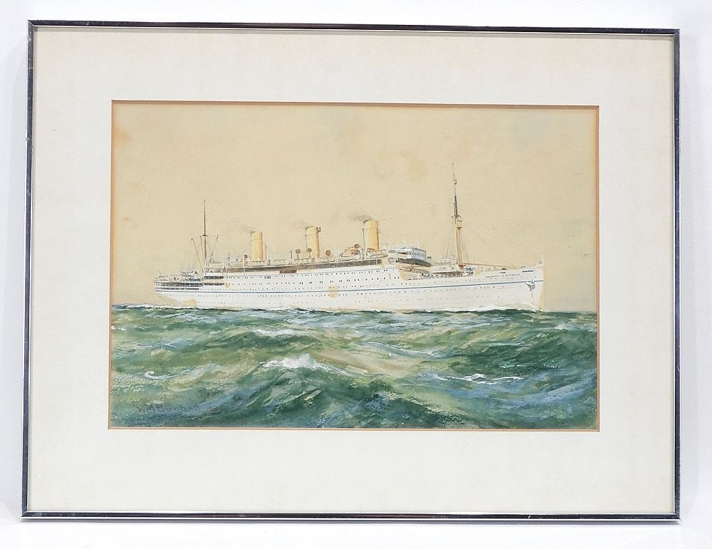 Watercolour signed W.M. Birchall, 8 x 12", "Empress of Australia".: Watercolour signed W.M. Birchall, 8 x 12", "Empress of Australia".