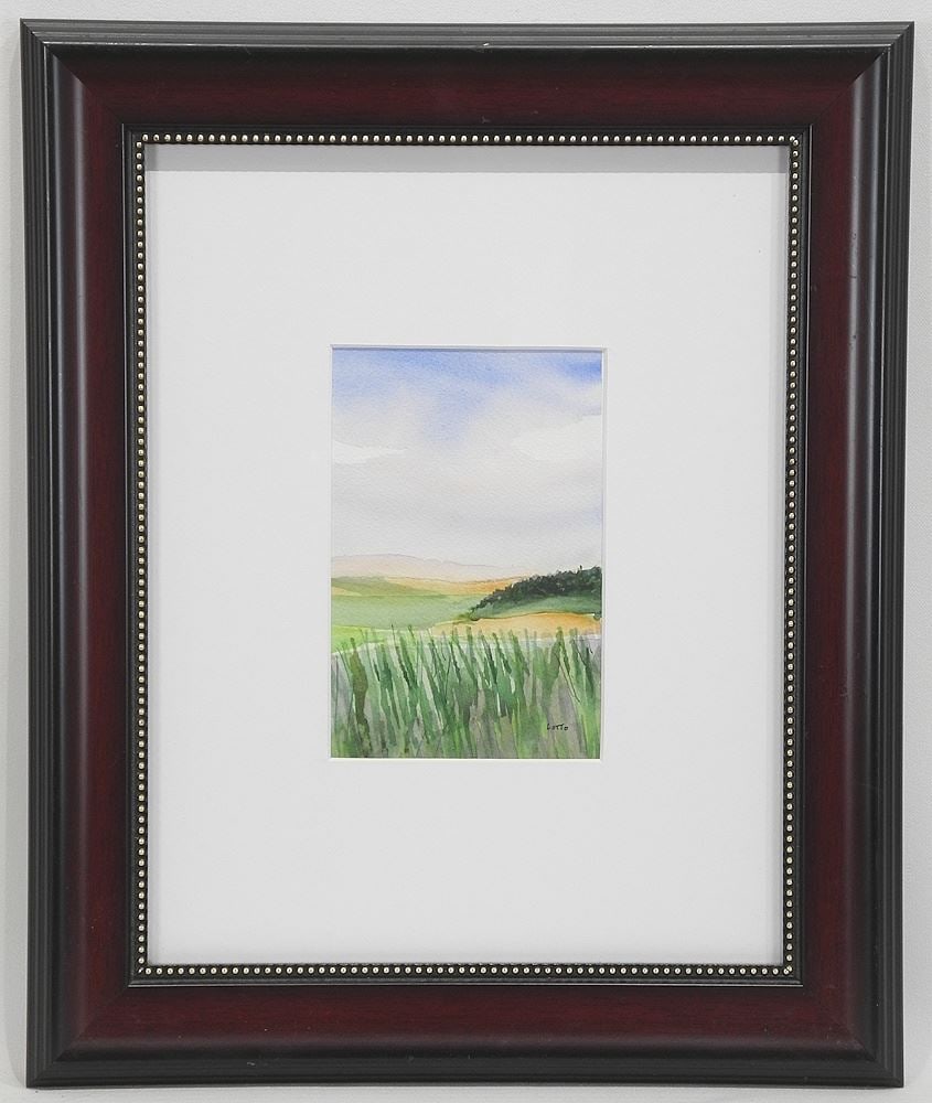 Watercolour signed (Victor) Lotto, 7 x 4 1/2", "Renaze France".: Watercolour signed (Victor) Lotto, 7 x 4 1/2", "Renaze France".