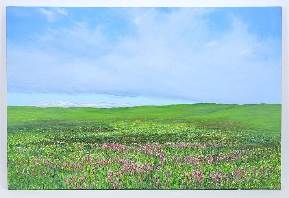 Acrylic on Canvas Monogrammed SV (Sylvian Voyer), 24 x 36", "Natural Grasslands, McIntyre Ranch: Acrylic on Canvas Monogrammed SV (Sylvian Voyer), 24 x 36", "Natural Grasslands, McIntyre Ranch