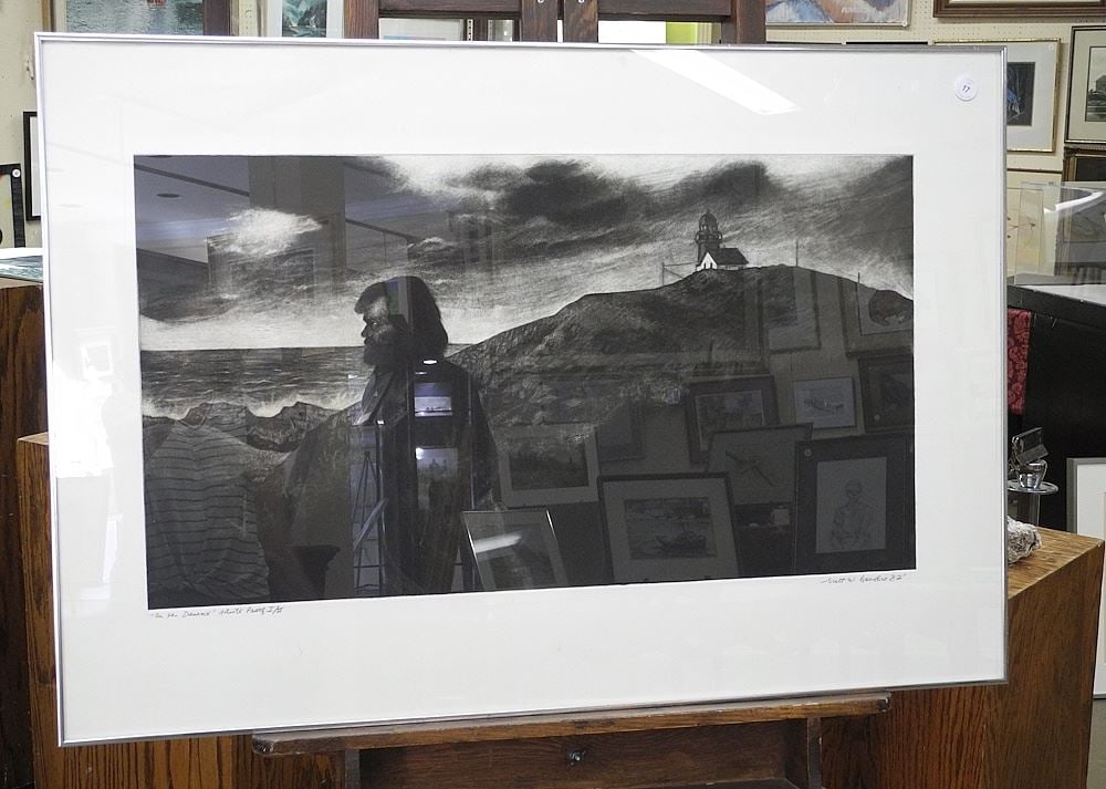 Mezzotint signed Scott W Goudie'82, 19 1/2 x 35 1/2", "On The Downs", A/P #1/2.: Mezzotint signed Scott W Goudie'82, 19 1/2 x 35 1/2", "On The Downs", A/P #1/2.