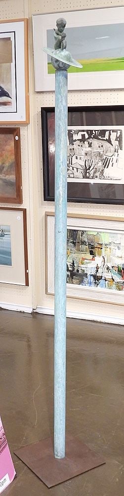 Bronze Sculpture signed A. (Aurora) Canero, 73 1/2 x 11 3/4 x 11 3/4", "Angelitos Series" #53/75.: Bronze Sculpture signed A. (Aurora) Canero, 73 1/2 x 11 3/4 x 11 3/4", "Angelitos Series" #53/75.