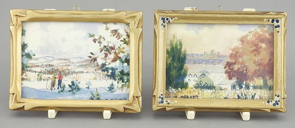 Two Miniature Watercolours signed WMM (William Morse Mitchell), 2 1/4 x 3 1/4", "St. Lawrence...: Two Miniature Watercolours signed WMM (William Morse Mitchell), 2 1/4 x 3 1/4", "St. Lawrence...