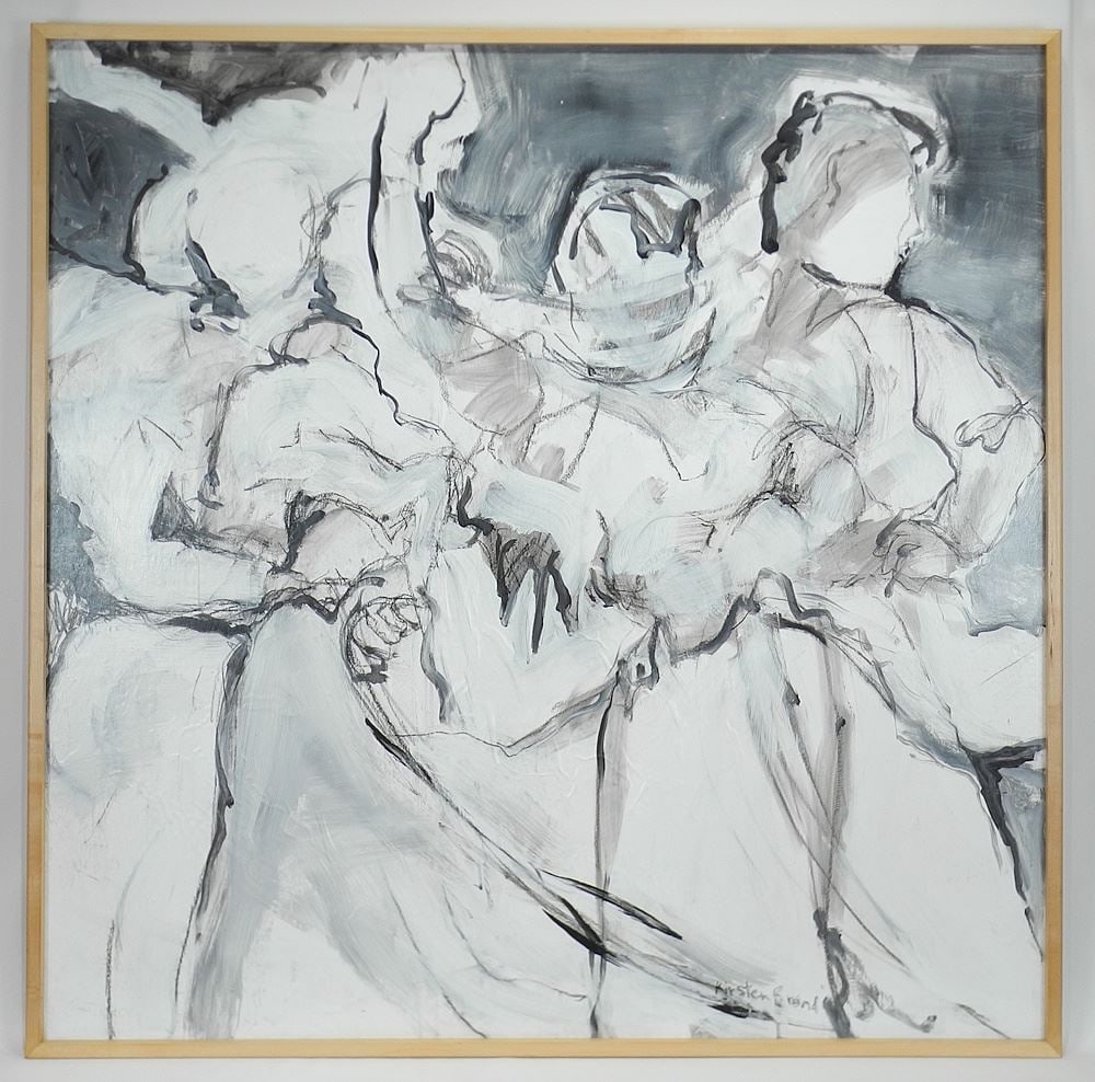 Mixed Media on Board signed Kirsten Brand, 47 1/2 x 47 1/2", "Intertwined Figures".: Mixed Media on Board signed Kirsten Brand, 47 1/2 x 47 1/2", "Intertwined Figures".