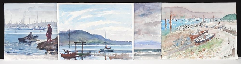 Ten Watercolour signed (Sid) Barron, Largest 12 1/4 x 16 1/8", "Marine & Coastal Subjects" (unframe: Ten Watercolour signed (Sid) Barron, Largest 12 1/4 x 16 1/8", "Marine & Coastal Subjects" (unframe