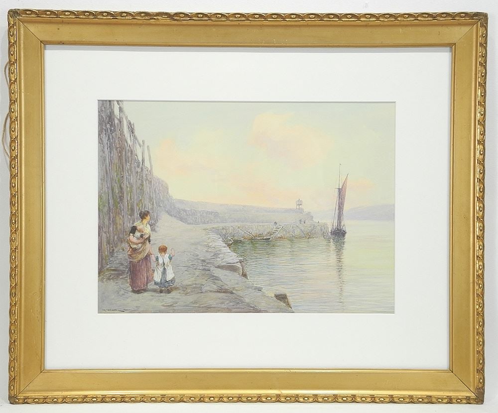 Watercolour signed John White RI, 10 1/4 x 14 1/4", "To See Him Come Ashore...".: Watercolour signed John White RI, 10 1/4 x 14 1/4", "To See Him Come Ashore...".