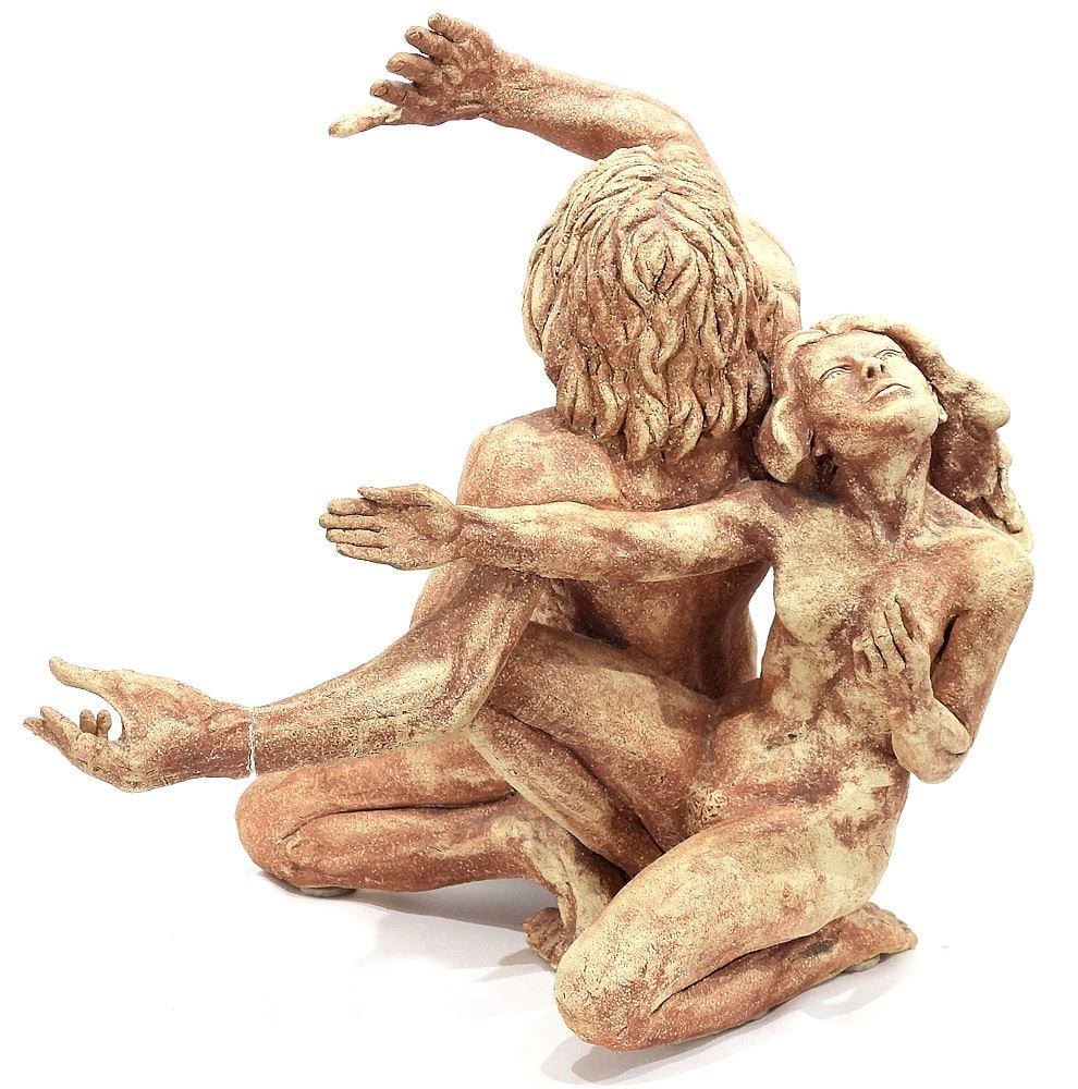 Stoneware Sculpture Attributed to Neil Dalrymple, 15 3/8"h (resto noted).: Stoneware Sculpture Attributed to Neil Dalrymple, 15 3/8"h (resto noted).