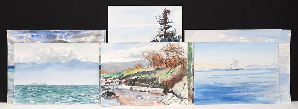 Ten Watercolour signed (Sid) Barron, Largest 12 1/4 x 16 1/8", "Marine Subjects" (unframed).: Ten Watercolour signed (Sid) Barron, Largest 12 1/4 x 16 1/8", "Marine Subjects" (unframed).