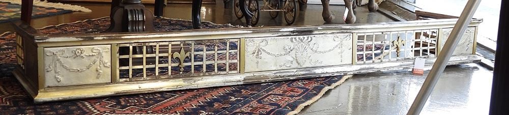 19th C. Plated Metal Fire Fender, 7 1/4h x 70 1/2"L. (1 of 2)