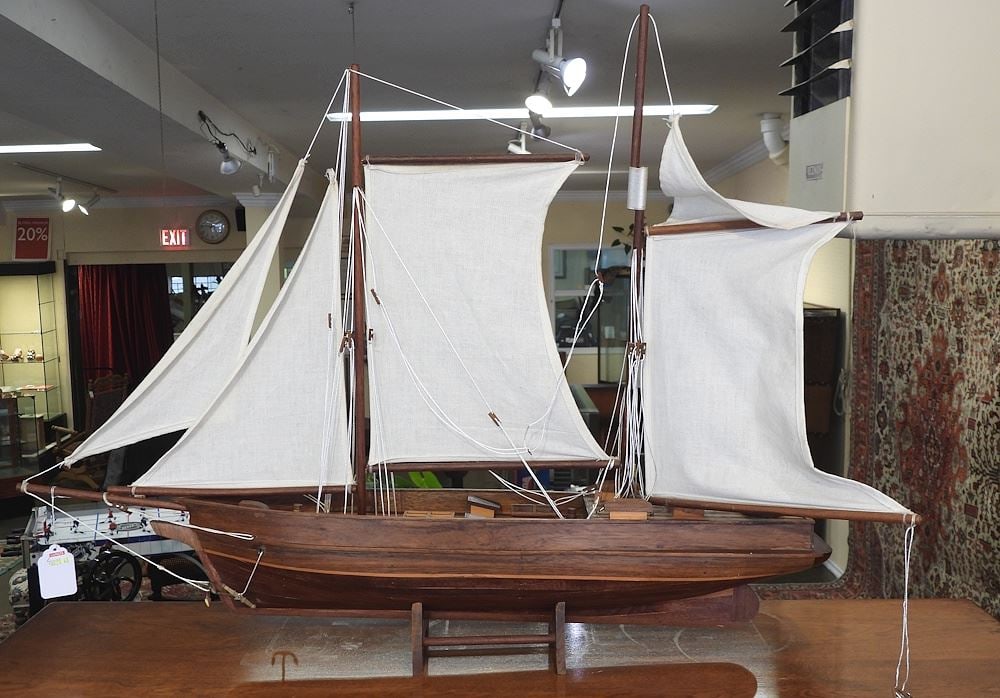 Mahogany Ships Model, 28 1/2"L.: Mahogany Ships Model, 28 1/2"L.