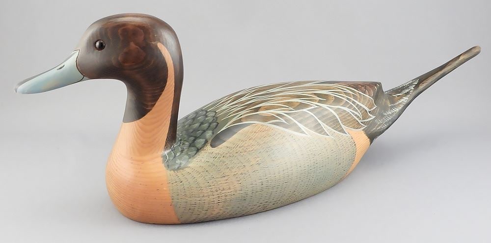 Marshland Decoys "Pintail" Decoy signed Laurie Sikora, 19"L.: Marshland Decoys "Pintail" Decoy signed Laurie Sikora, 19"L.