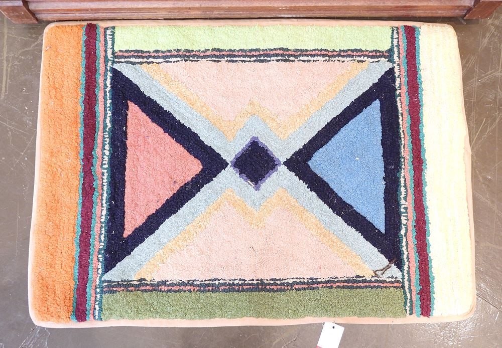 Vintage Hooked Mat Approximately 2'9" x 2'.: Vintage Hooked Mat Approximately 2'9" x 2'.