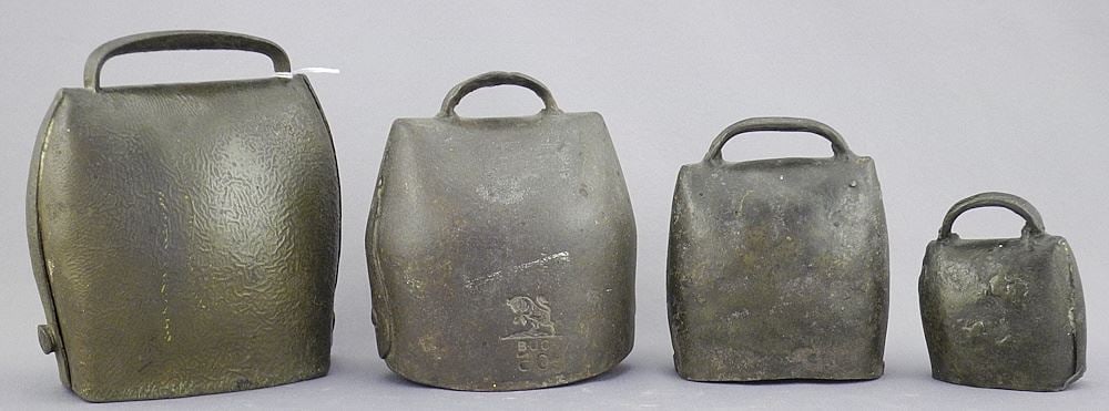 Four Bronze Animal Bells, Tallest 4 1/4".: Four Bronze Animal Bells, Tallest 4 1/4".