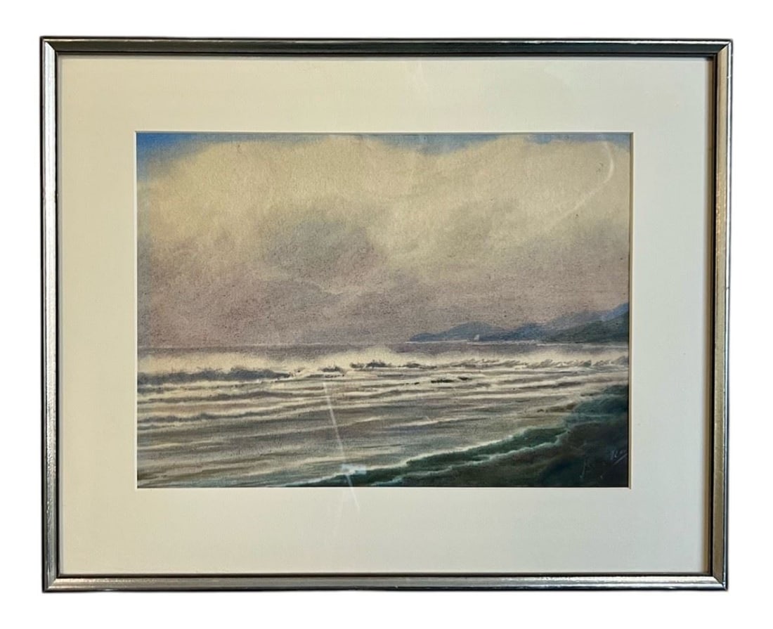 Watercolour signed J. Stuart Pearce, 9 1/2 x 13 1/2" "Coastal Scene".: Watercolour signed J. Stuart Pearce, 9 1/2 x 13 1/2" "Coastal Scene".