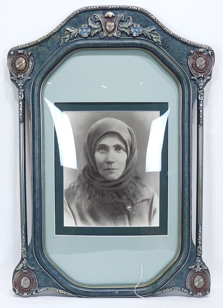 Vintage Photograph "Woman in Headscarf" in 1920's Frame, 23 1/4 x 16 1/2".: Vintage Photograph "Woman in Headscarf" in 1920's Frame, 23 1/4 x 16 1/2".