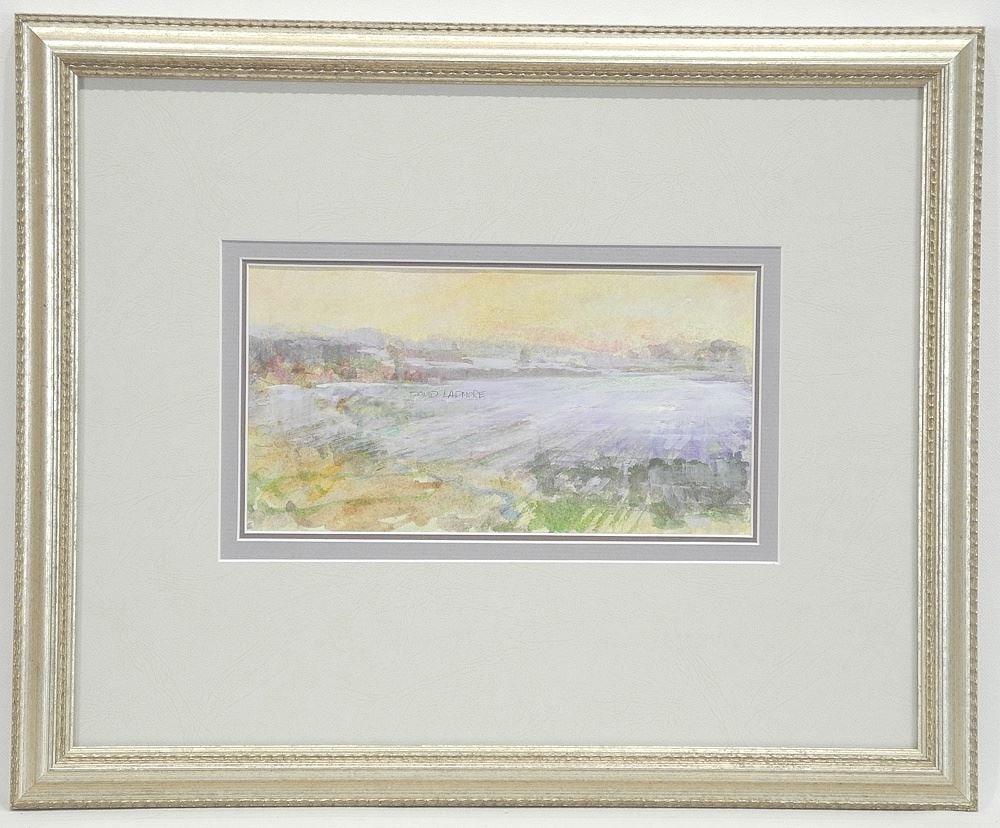 Watercolour & Gouache signed David Ladmore, 4 3/8 x 6 1/2", "Afternoon Light".: Watercolour & Gouache signed David Ladmore, 4 3/8 x 6 1/2", "Afternoon Light".