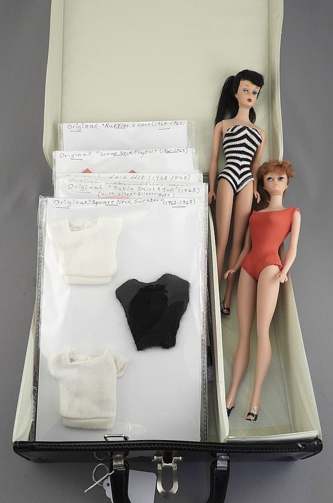 1961 Barbie "Ponytail" Doll Case with Two Barbies & Collection of Vintage Outfits C.1959-69. (1 of 5)