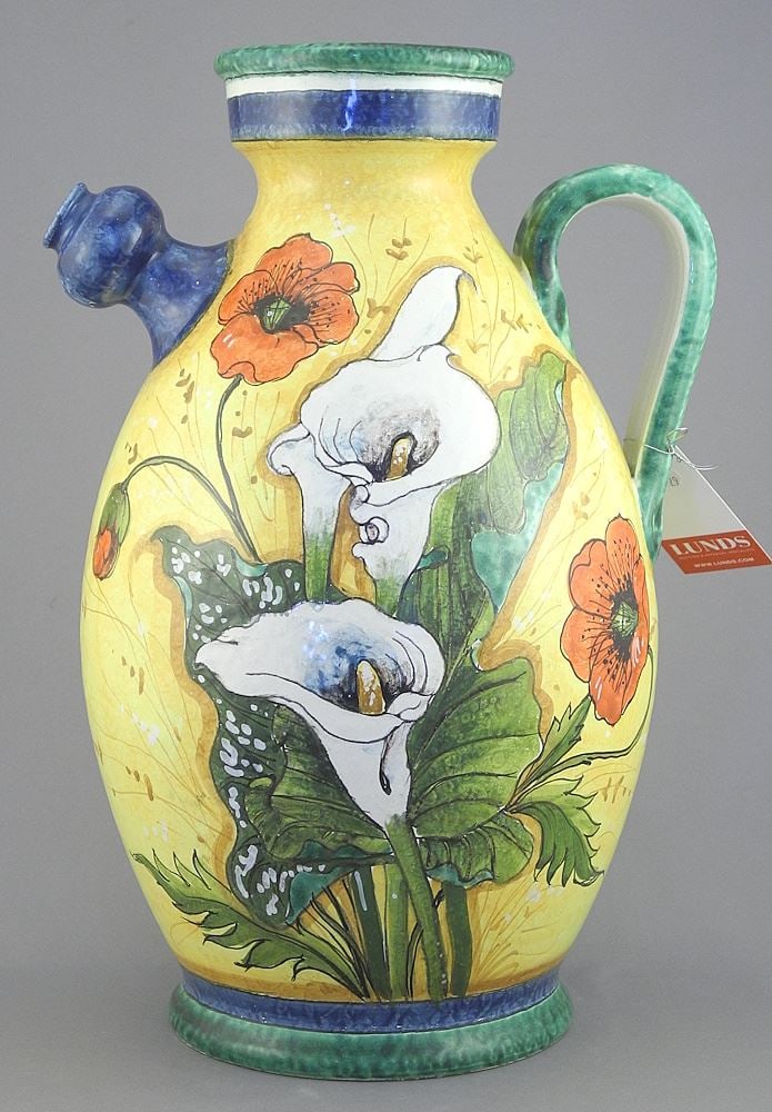 Leoncini Italy Pottery Pitcher, 12 1/4"h. (1 of 3)