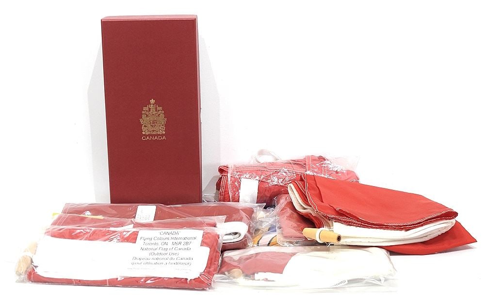 Collection of Canadian Flags: Maple Leafs/Canadian Artillery/BC/Red Ensign. (1 of 2)