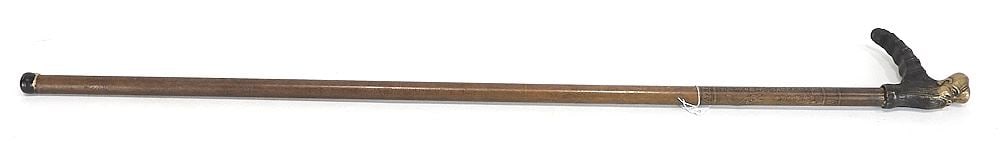 Chinese Brass Cane with Concealed Feature, 34 3/8"L. (1 of 4)