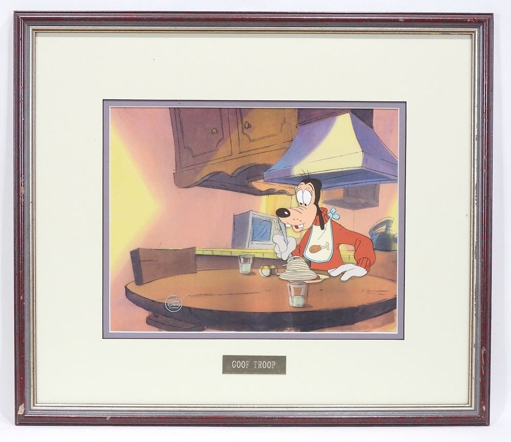 Walt Disney TV Production Cel "Goof Troop" 1993 w/COA, 8 7/8 x 11 1/4".: Walt Disney TV Production Cel "Goof Troop" 1993 w/COA, 8 7/8 x 11 1/4".