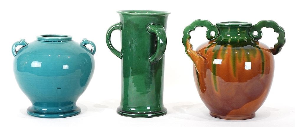 Three pcs of Awaji & Japanese Vases, 5 7/8 - 8"h. (1 of 2)