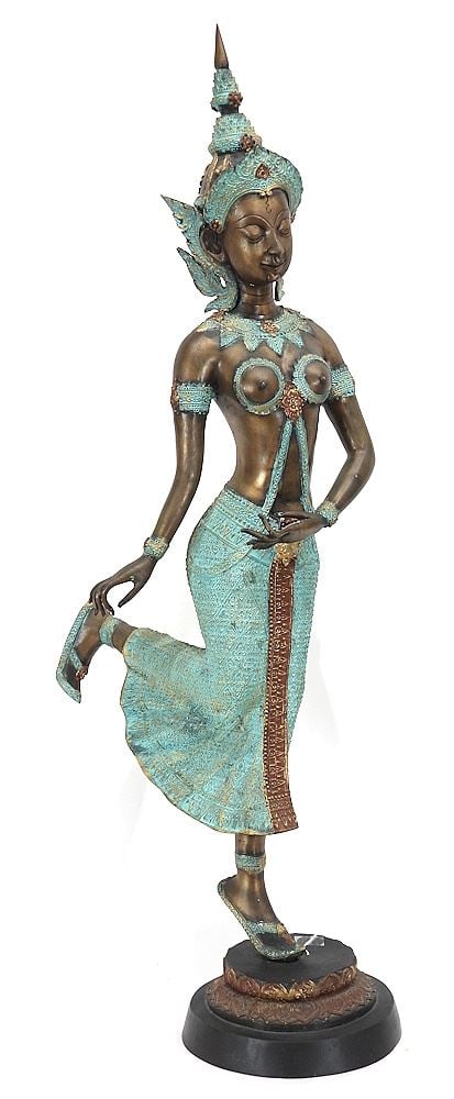 Thai Bronze Dancer Statue, 30 3/4"h.: Thai Bronze Dancer Statue, 30 3/4"h.