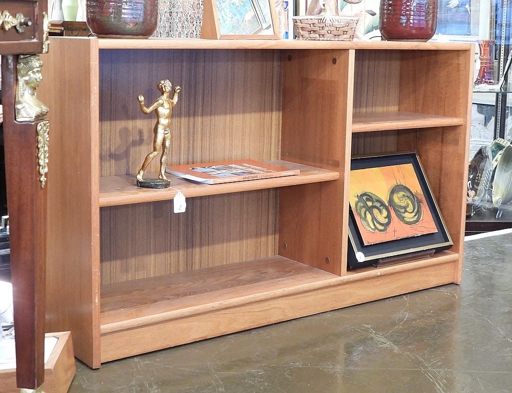 Danish Modern Teak Double Wide Book Shelf, 49"L.: Danish Modern Teak Double Wide Book Shelf, 49"L.