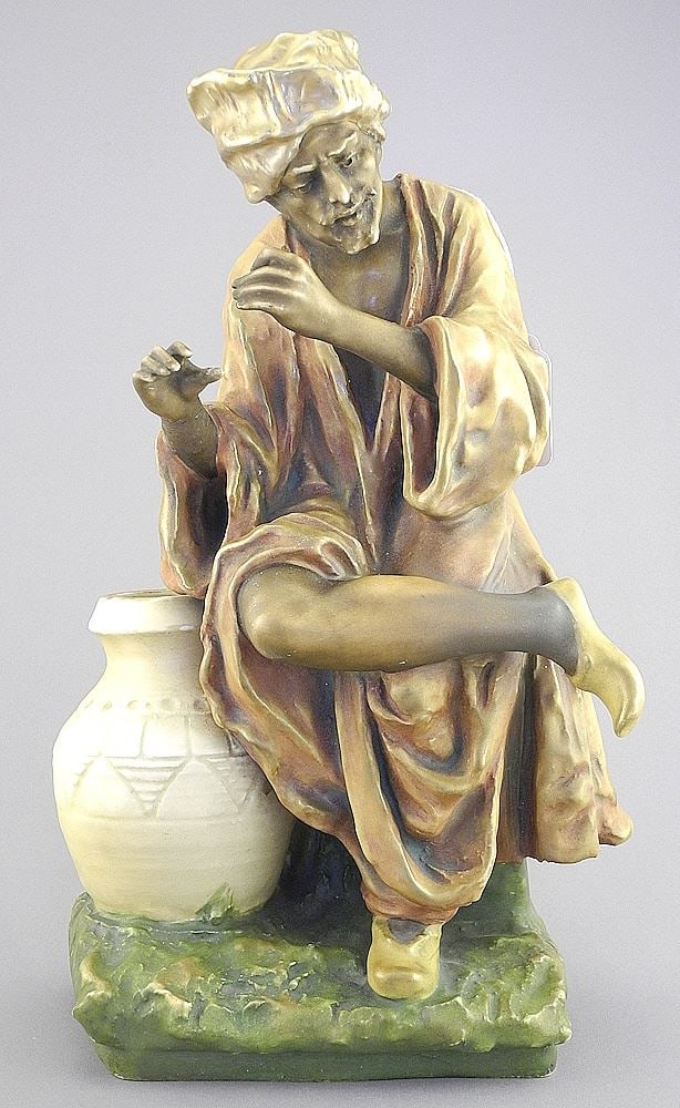 Amphora Austrian Flute Player, 13"h (flute missing/restoration noted). (1 of 4)