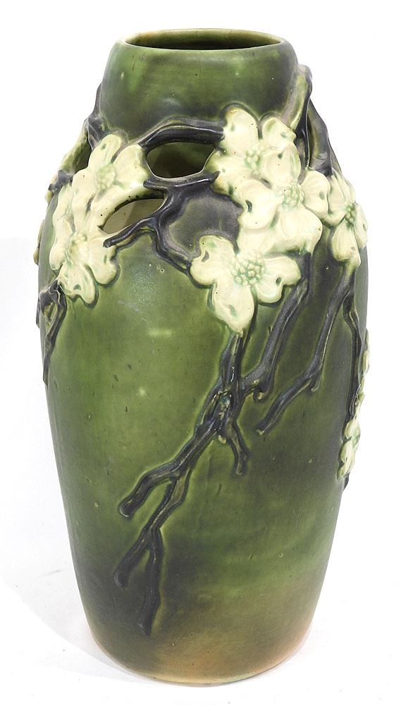 Roseville Dogwood II Vase, 14 1/4"h.: Roseville Dogwood II Vase, 14 1/4"h.
