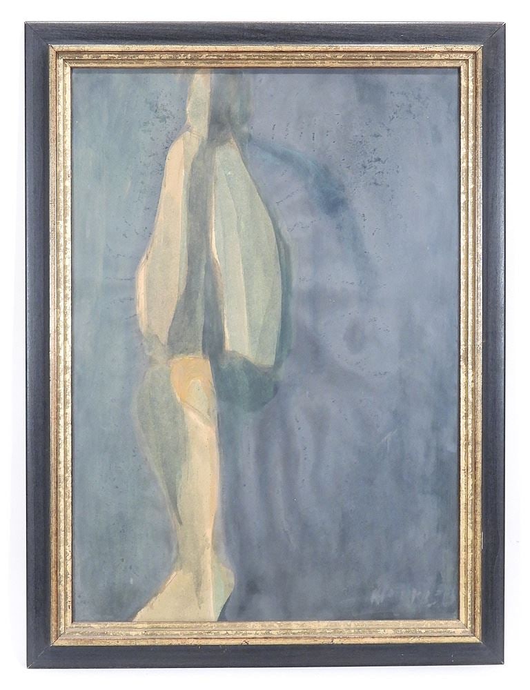 Mixed Media on Paper signed Indistinctly, 23 1/4 x 16 1/4", "Human Form".: Mixed Media on Paper signed Indistinctly, 23 1/4 x 16 1/4", "Human Form".