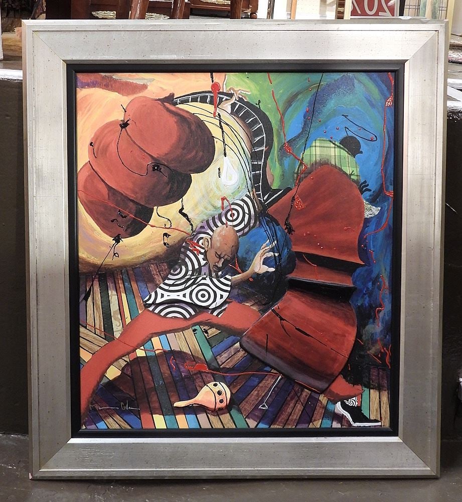 Giclee on Canvas by Marcus Glenn, 28 x 25", "In The Bass Zone II".: Giclee on Canvas by Marcus Glenn, 28 x 25", "In The Bass Zone II".