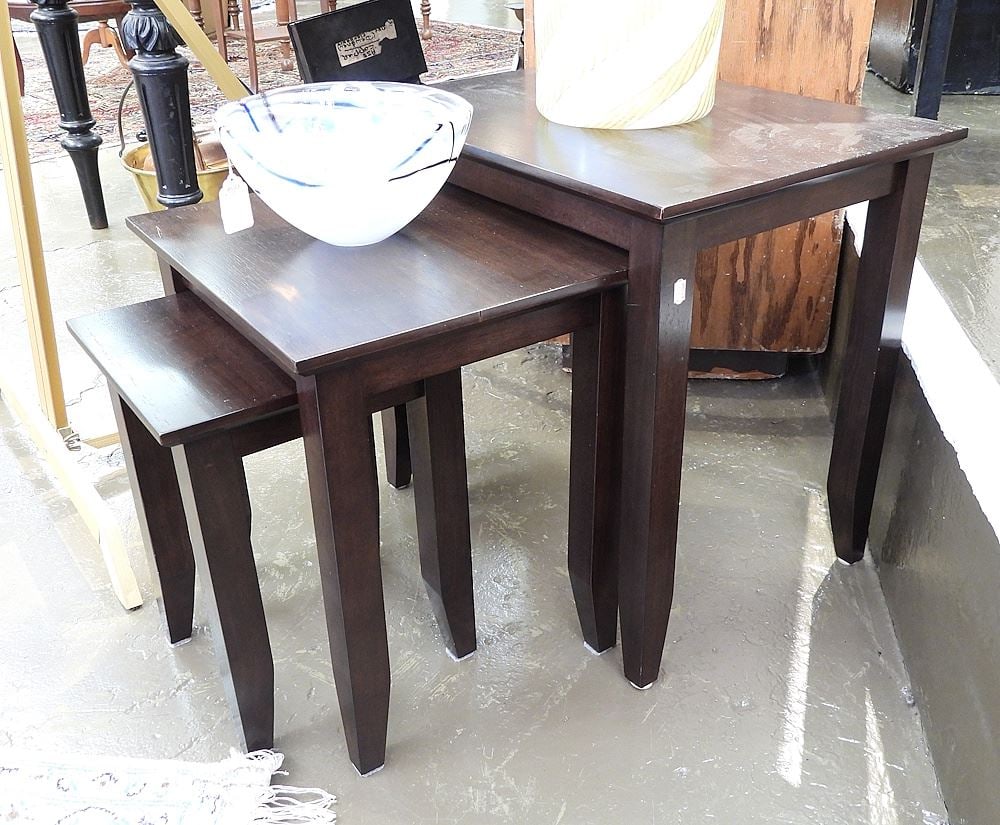 Trio of Contemporary Nesting Tables, 20 1/8"h.: Trio of Contemporary Nesting Tables, 20 1/8"h.