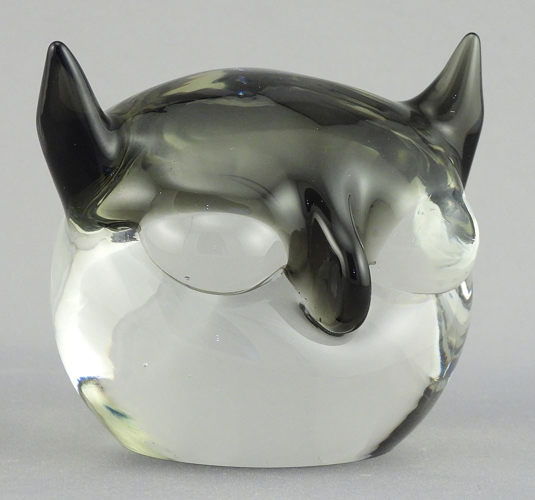 Ermano Nason Murano Glass Owl, 3 1/8"h.: Ermano Nason Murano Glass Owl, 3 1/8"h.
